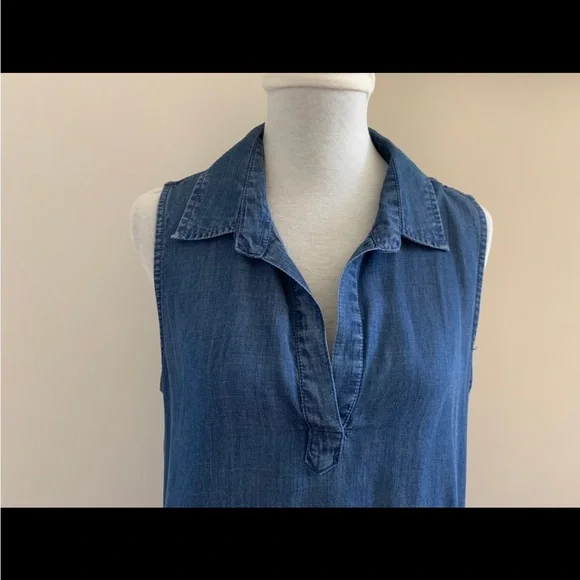 WYATT COLLECTION Womens Ladies Denim Blue Hi-Low Pockets Sheath Tunic Dress Sz L - Picture 2 of 10